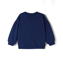 Babyhug Terry Knit Premium Light Gauge Terry Full Sleeves Top & Lounge Pant Set With Butterfly Print - Navy Blue