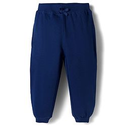 Babyhug Terry Knit Premium Light Gauge Terry Full Sleeves Top & Lounge Pant Set With Butterfly Print - Navy Blue