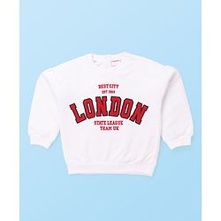 Babyhug Terry Knit Full Sleeves Top & Skort Set with Text Embroidery - Red & White