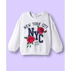 Babyhug Terry Knit Full Sleeves Top & Skort Set with Text Embroidery - Red & White