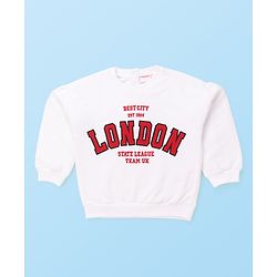Babyhug Terry Knit Full Sleeves Top & Skort Set with Text Embroidery - Red & White
