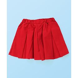 Babyhug Terry Knit Full Sleeves Top & Skort Set with Text Embroidery - Red & White