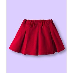 Babyhug Terry Knit Full Sleeves Top & Skirt Set with Floral & Text Print - White & Red