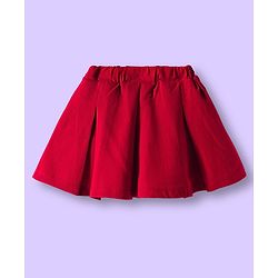 Babyhug Terry Knit Full Sleeves Top & Skirt Set with Floral & Text Print - White & Red