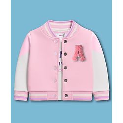 Babyhug Terry Knit Full Sleeves Jacket and Top With Pleated Skirt & Just Girl Things Text Print - Pink & White