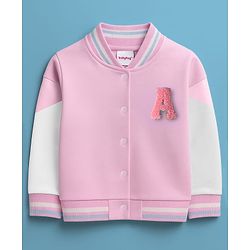 Babyhug Terry Knit Full Sleeves Jacket and Top With Pleated Skirt & Just Girl Things Text Print - Pink & White