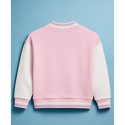 Babyhug Terry Knit Full Sleeves Jacket and Top With Pleated Skirt & Just Girl Things Text Print - Pink & White
