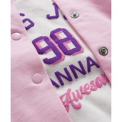 Babyhug Terry Knit Full Sleeves Jacket and Top With Pleated Skirt & Just Girl Things Text Print - Pink & White