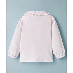 Babyhug Single Jersey Knit Full Sleeves Top & Skirt Set With Floral Embriodery - White & Brown