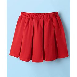 Babyhug Single Jersey Knit Half Sleeves Top & Skirt Set With Text Print - White & Red