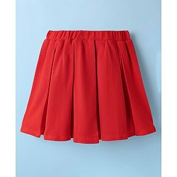 Babyhug Single Jersey Knit Half Sleeves Top & Skirt Set With Text Print - White & Red