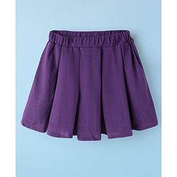 Babyhug Single Jersey Knit Half Sleeves Polo Top & Skirt Set With New York Print - White & Purple