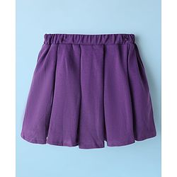 Babyhug Single Jersey Knit Half Sleeves Polo Top & Skirt Set With New York Print - White & Purple