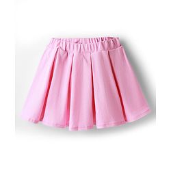 Babyhug 100% Cotton Single Jersey Knit Half Sleeves Polo Top & Skirt Set With Heart Print - Pink