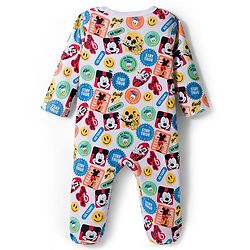 Babyhug Disney Interlock Knit Full Sleeves Sleepsuit With Mickey & Friends Print Pack Of 2 - Yellow & White
