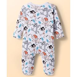 Babyhug Disney Interlock Knit Full Sleeves Footed Sleepsuit With Jungle Book Graphics Pack of 2 - Blue & White
