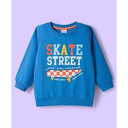 Babyhug Cotton Knit Full Sleeves Sweatshirts With Skateboarding Print Pack of 2 - Blue & White