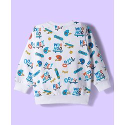 Babyhug Cotton Knit Full Sleeves Sweatshirts With Skateboarding Print Pack of 2 - Blue & White