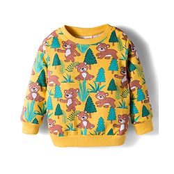 Babyhug Cotton Knit Full Sleeves Sweatshirts With Teddy Bear Graphics Pack of 2 - Yellow & Navy Blue