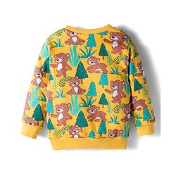 Babyhug Cotton Knit Full Sleeves Sweatshirts With Teddy Bear Graphics Pack of 2 - Yellow & Navy Blue