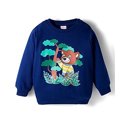 Babyhug Cotton Knit Full Sleeves Sweatshirts With Teddy Bear Graphics Pack of 2 - Yellow & Navy Blue