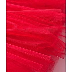Babyhug Mesh Woven Cap Sleeves Party Dress With Sequinned Yoke & Booties - Red