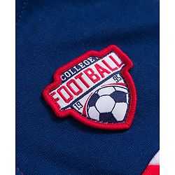 Babyhug Cotton Knit Full Sleeves Hooded Sweatjacket With Football Patch & Kangaroo Pockets - Navy Blue Red & White