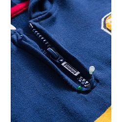 Babyhug Cotton Knit Full Sleeves Hooded Sweatshirt With Text Embroidery - Navy Blue