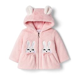 Babyhug Woven Full Sleeves Hoodie Winter Jacket With Bunny & Ear Applique - Pink