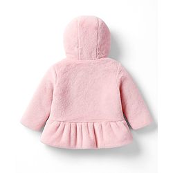 Babyhug Woven Full Sleeves Hoodie Winter Jacket With Bunny & Ear Applique - Pink