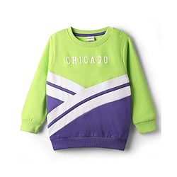 Babyhug Cotton Knit Full Sleeves Sweatshirt With Chicago Graphics - Multicolor