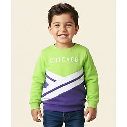 Babyhug Cotton Knit Full Sleeves Sweatshirt With Chicago Graphics - Multicolor