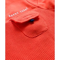 Babyhug Cotton Knit Full Sleeves Sweatshirt with Text Patches Detailing - Red