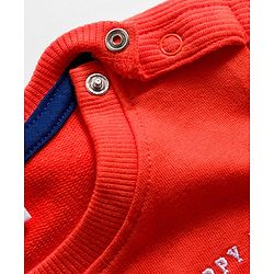 Babyhug Cotton Knit Full Sleeves Sweatshirt with Text Patches Detailing - Red