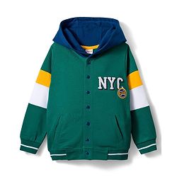 Babyhug Cotton Knit Full Sleeves Hooded SweatJacket with Kangaroo Pocket Front & Back Text Graphic - Green