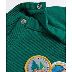 Babyhug Cotton Knit Full Raglan Sleeves Sweatshirt with Text Graphic & Patch Detailing - Green