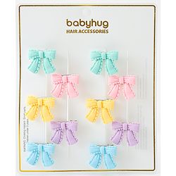 Babyhug Hair Pins And Clips With Bow Design - Multicolor