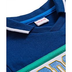 Babyhug Cotton Knit Full Sleeves Cut & Sew Sweatshirt with Text Graphic - Navy Blue
