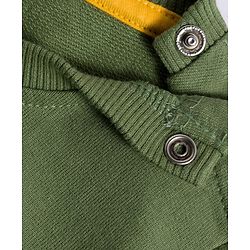 Babyhug Cotton Knit Full Sleeves Sweatshirt With Text Print & Patch - Green