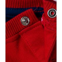 Babyhug Cotton Knit Full Sleeves Sweatshirt With Text Embroidery - Red & Blue