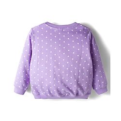 Babyhug Cotton Knit Full Sleeves Co-ords Night Suit With Polka Dot Print - Lavender