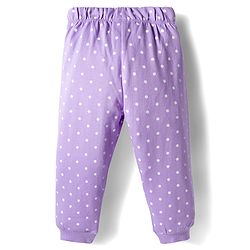 Babyhug Cotton Knit Full Sleeves Co-ords Night Suit With Polka Dot Print - Lavender