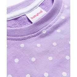 Babyhug Cotton Knit Full Sleeves Co-ords Night Suit With Polka Dot Print - Lavender