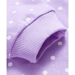 Babyhug Cotton Knit Full Sleeves Co-ords Night Suit With Polka Dot Print - Lavender