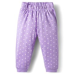 Babyhug Cotton Knit Full Sleeves Co-ords Night Suit With Polka Dot Print - Lavender