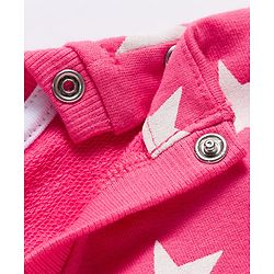 Babyhug Cotton Knit Full Sleeves Co-ords Nigth Suit with Star Print - Pink
