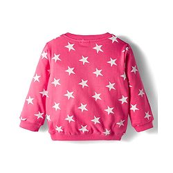 Babyhug Cotton Knit Full Sleeves Co-ords Nigth Suit with Star Print - Pink