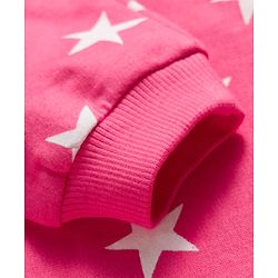 Babyhug Cotton Knit Full Sleeves Co-ords Nigth Suit with Star Print - Pink