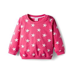 Babyhug Cotton Knit Full Sleeves Co-ords Nigth Suit with Star Print - Pink