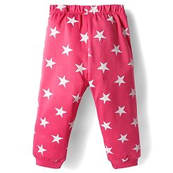 Babyhug Cotton Knit Full Sleeves Co-ords Nigth Suit with Star Print - Pink